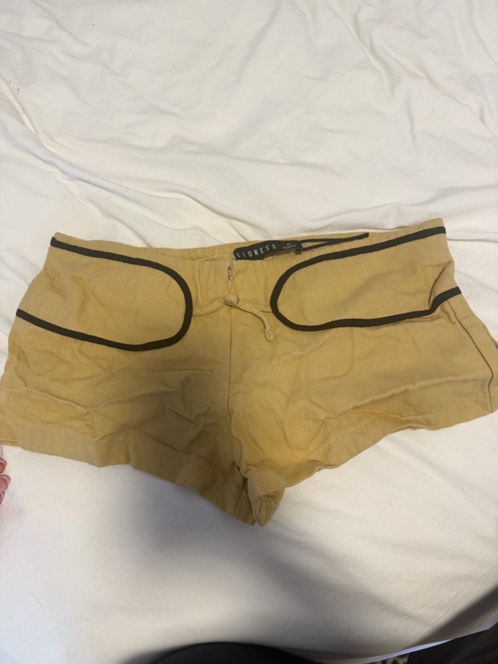 Lioness Tan Bike Shorts with Black Contrast Trim